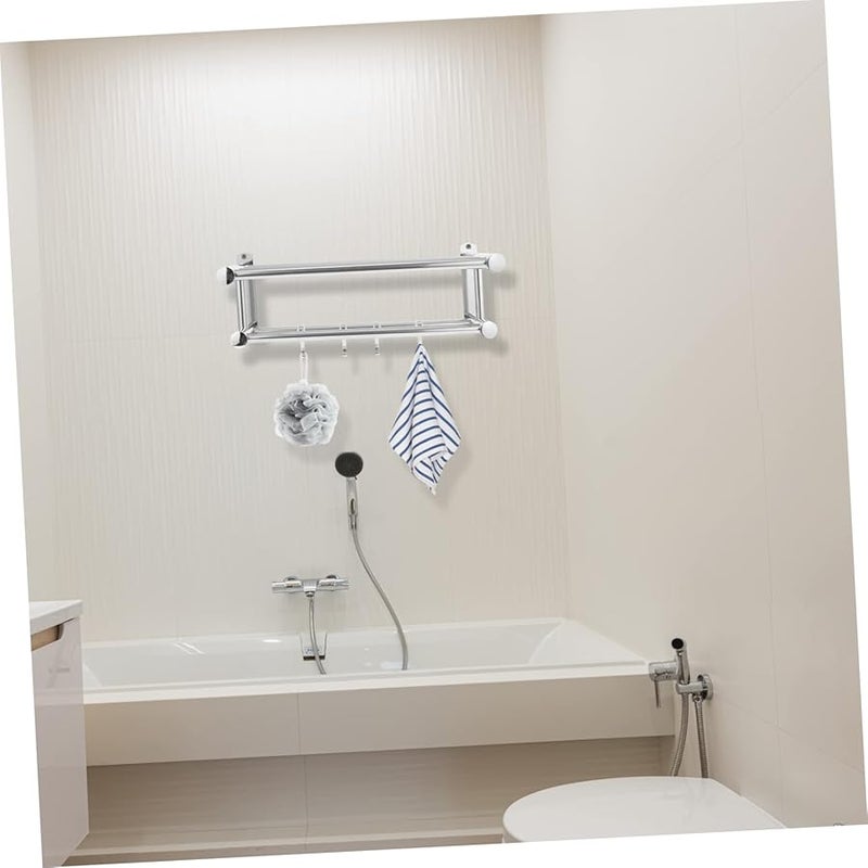 Stainless Steel Foldable Wall Mounted Towel Rack Shower Organizer Bathroom Shelf - Image 3